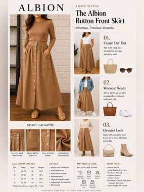 Albion Camel Button-Front Maxi Skirt XL